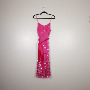 Pink Chiffon Dress with Large Sequin Embellishement