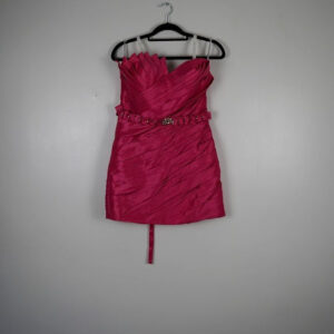 Precious Formals Bright Pink Mini Dress With Borset Style Bodice