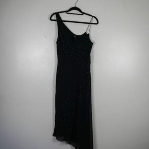 Etan Asymmetrical Chiffon Bias Cut Dress with Beading