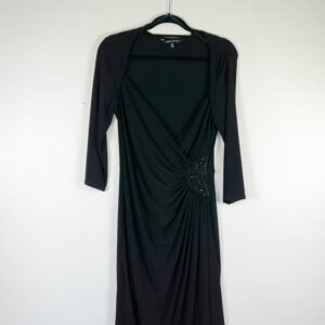 Laura Ashley Black Ruched Wrap Dress