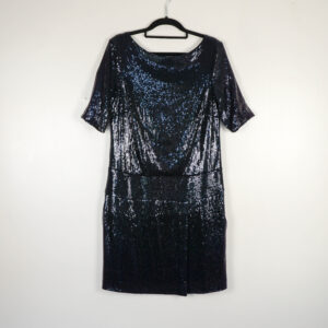 FWM Black Sequin Dress with Dropped Waistline.