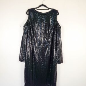 Wallis Black Sequin Dress with Shoulder Cut-outs