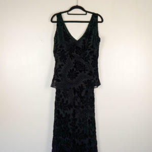 M&S Two Piece Set In Beaded Black Chiffon and Velvet