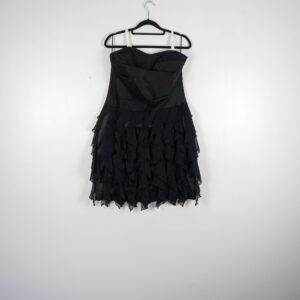 Lima Black Satin Ruffle Strapless Dress