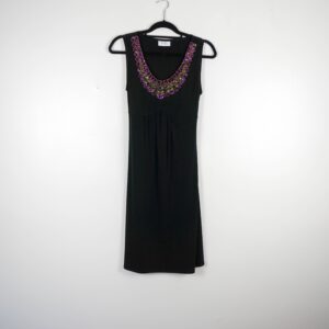 Wallis Black Jersey Dress with Beaded Neckline