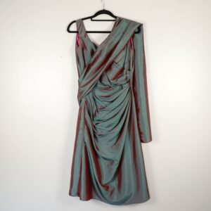Geno Cerrunti Petrol Blue Shot Silk Taffeta Dress