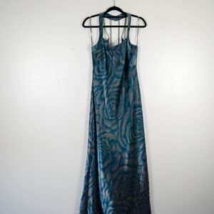 Roman Teal Floral Printed Halterneck Dress