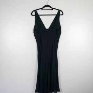 Ted Baker Black Chiffon Dress With Beaded Waistband and Flared Hem
