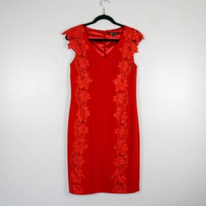 Julien Macdonald Red Velvet Dress with Poinsettia Flowers