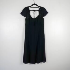 Fenn Wright Mason Chiffon Black Dress with Beaded Waistline