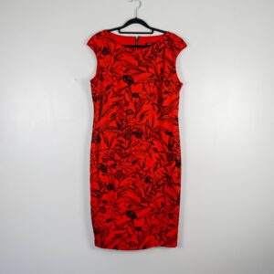 Roman Red Dress with Floral Glitter Print