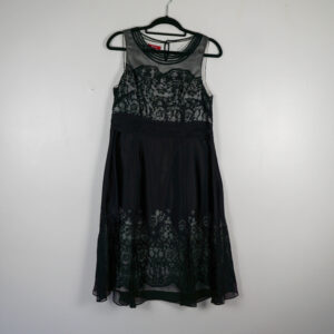 Monsoon Black Satin and Lace Printed skirt