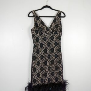 Little Black Dress Lace Dress With Feather Hem