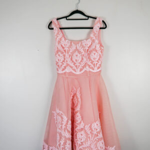 Teria Yabar Pink Circle Skirt with Lace Detailing