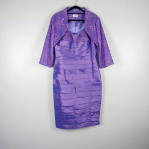 Libra Violet Purple Dress With Tiered SKirt and Beaded Bodice and Bolero.