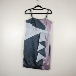 Debut Paneled Silver and Purple Dress with Ruffle