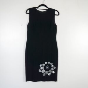 Moschino Black Chiffon Dress with Floral Embellishement