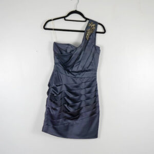 Lipsy Grey Pleated Satin Dress