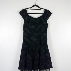 Wallis Black Velvet Tea Dress WIth Rose Pattern
