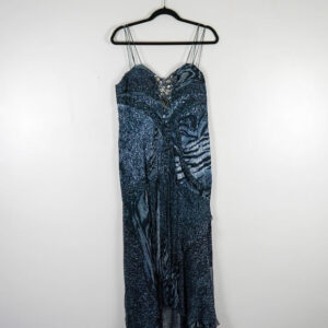 Diane Freis Black and Blue Animal Print Dress