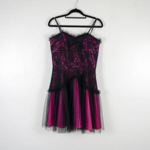 Dusk Fuchsia Pink Dress with Black Lace.