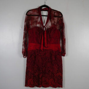 Q! Red Lace Dress with Satin Fitted Bodice.