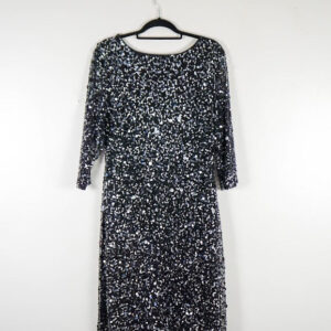 Kaleidoscope Black Mesh Dress with Silver Sequins