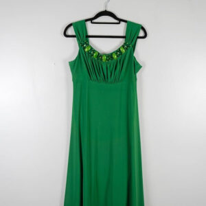 Roni Nicole Jade Green Dress with Beaded Neckline
