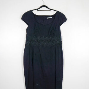 M&S Black Fitted Dress with Embroidered Waistline.