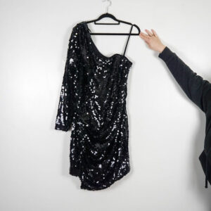 Preen Asymmetrical Black Sequin Dress