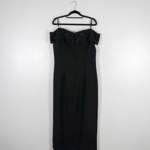 KhristinaBlack Dress With Beaded Off-The-Shoulder Neckline