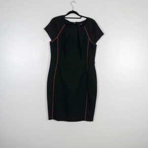 Warehouse Black Dress with Red Piping Detailing