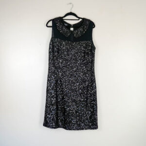 Hobbs Black Sqeuin Dress with Colar