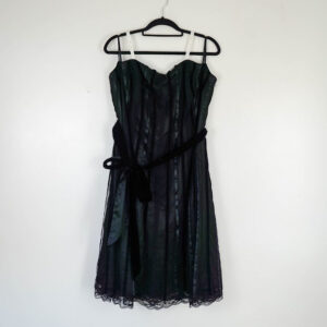 Debut Lace Dress with Ribbon Stripes