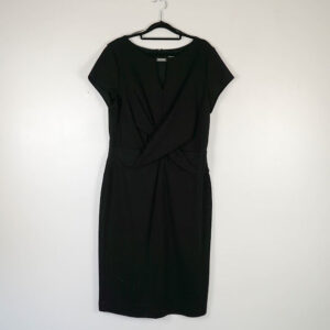 Roman Black Jersey Dress With Wrap-Over Detail