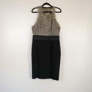Karen Millen Fitted Dress with Floral Bodice and Black Skirt