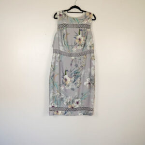 Jenny Parkham Lilac Dress with Floral Deign and Embroidered Cutouts