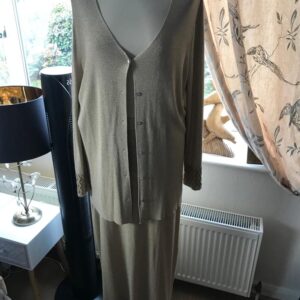 Essence Gold Sparkle Knitted Skirt and Cardigan